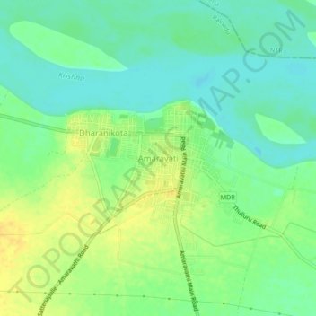 Amaravati topographic map, elevation, terrain