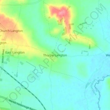 Thorpe Langton topographic map, elevation, terrain