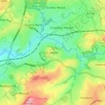 Cradley topographic map, elevation, terrain