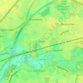 Flixton topographic map, elevation, terrain