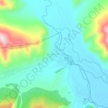 Terelj topographic map, elevation, terrain