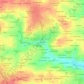 Le Bas Bourg topographic map, elevation, terrain