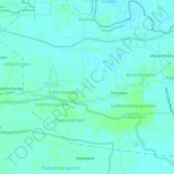 Thandalam topographic map, elevation, terrain