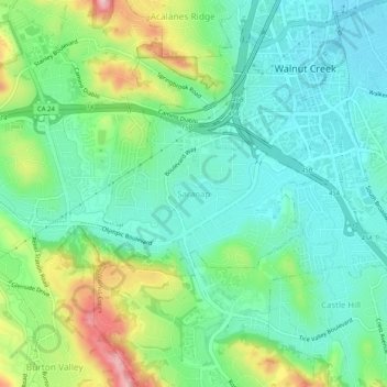 Saranap topographic map, elevation, terrain