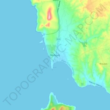 Modon topographic map, elevation, terrain