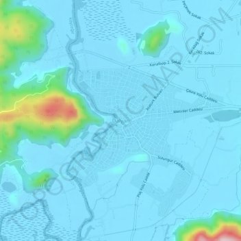 Dalyan topographic map, elevation, terrain
