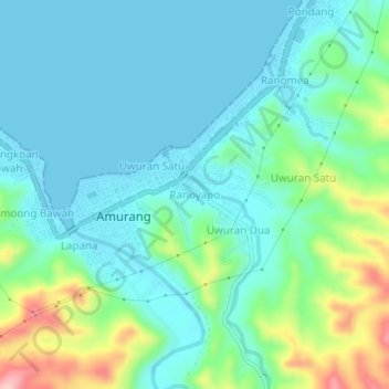 Ranoyapo topographic map, elevation, terrain