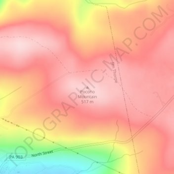 Pocono Mountain topographic map, elevation, terrain