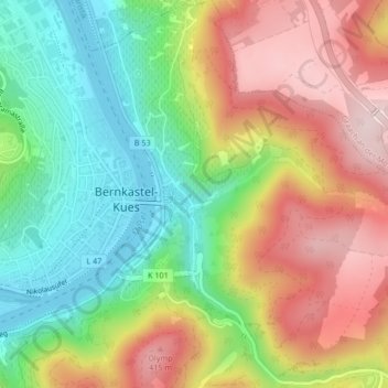 Bernkasteler Doctor topographic map, elevation, terrain