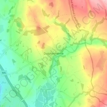 Dolphinholme topographic map, elevation, terrain