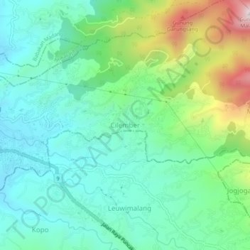 Cilember topographic map, elevation, terrain