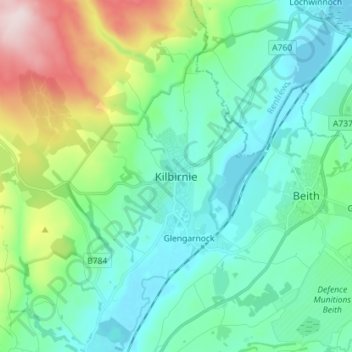 Kilbirnie topographic map, elevation, terrain