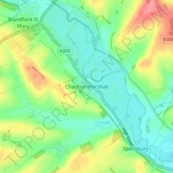 Charlton Marshall topographic map, elevation, terrain