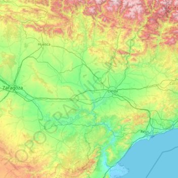 Franja de Ponent topographic map, elevation, terrain