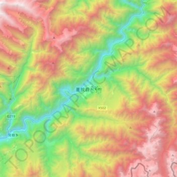 Medog topographic map, elevation, terrain