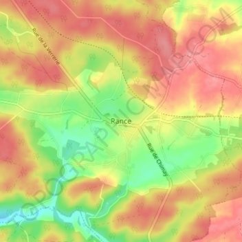 Rance topographic map, elevation, terrain