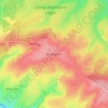 Elsenborn topographic map, elevation, terrain