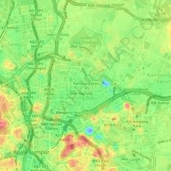 Kampung Atas A topographic map, elevation, terrain