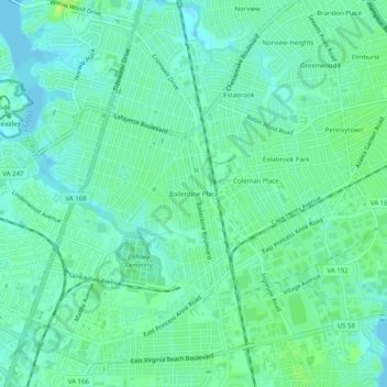 Ballentine Place topographic map, elevation, terrain