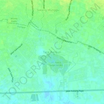 Tarai Bangun topographic map, elevation, terrain