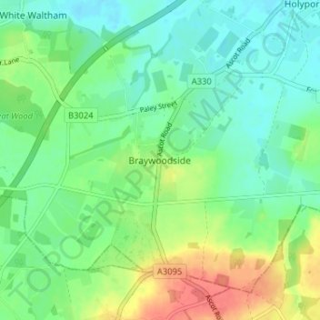 Braywoodside topographic map, elevation, terrain