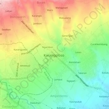 Girimoyo topographic map, elevation, terrain