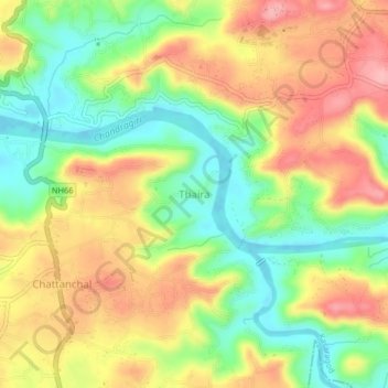 Thaira topographic map, elevation, terrain