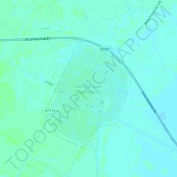 Coronel Juan Solá Murillo topographic map, elevation, terrain