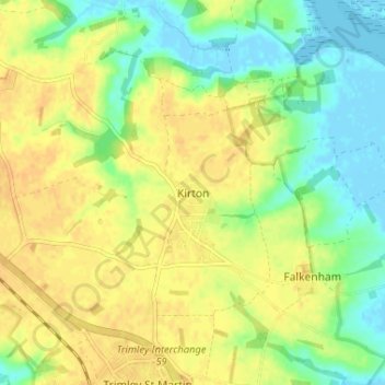 Kirton topographic map, elevation, terrain