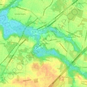 Groveville topographic map, elevation, terrain