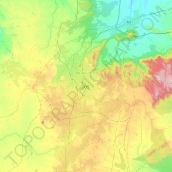 Jos topographic map, elevation, terrain