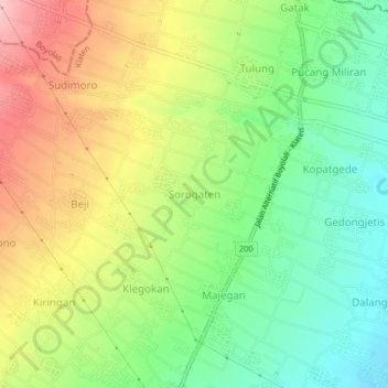 Sorogaten topographic map, elevation, terrain