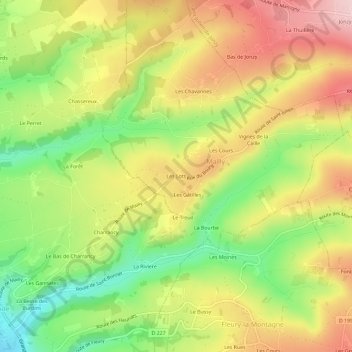 Les Lots topographic map, elevation, terrain