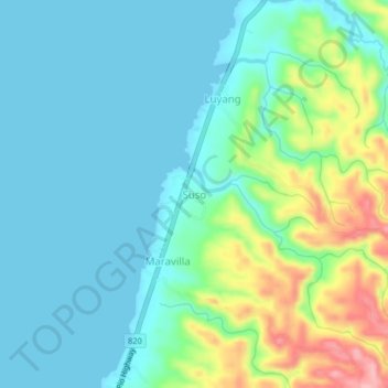 Suso topographic map, elevation, terrain