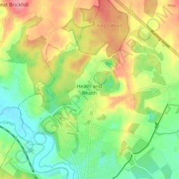 Heath & Reach topographic map, elevation, terrain