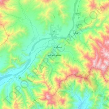 Saidu Sharif topographic map, elevation, terrain