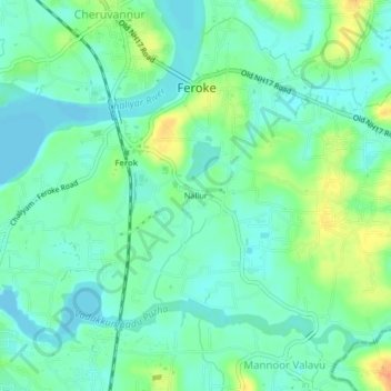 Nallur topographic map, elevation, terrain