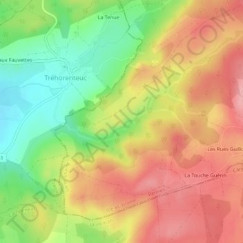 Rue de Gautro topographic map, elevation, terrain