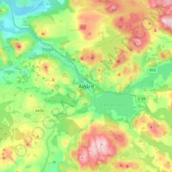 Ålgård topographic map, elevation, terrain