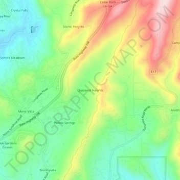 Chaparral Heights topographic map, elevation, terrain