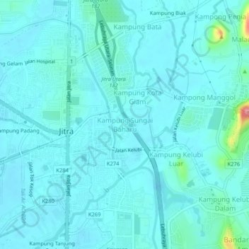 Kampung Sungai Baharu topographic map, elevation, terrain