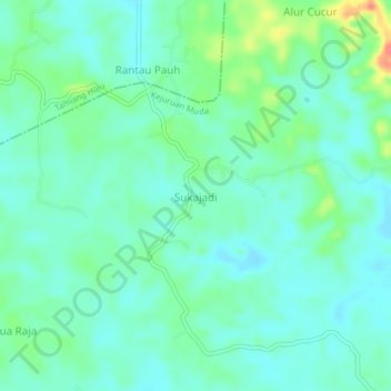 Sukajadi topographic map, elevation, terrain