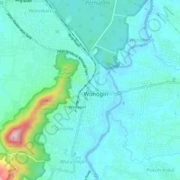 Giripurwo topographic map, elevation, terrain