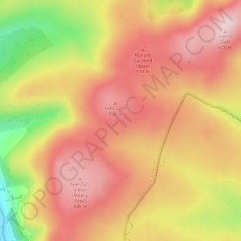 Cefn Coch topographic map, elevation, terrain