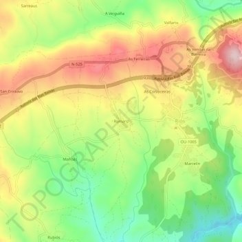 Romariz topographic map, elevation, terrain