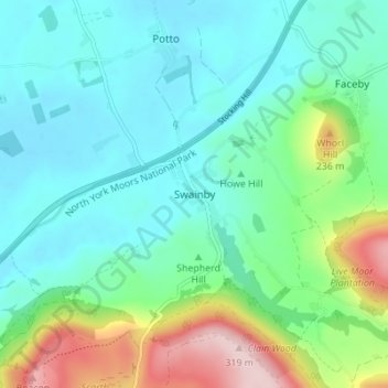 Swainby topographic map, elevation, terrain