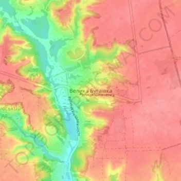 Velyka Buhaivka topographic map, elevation, terrain
