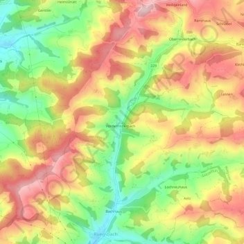 Rinderbach topographic map, elevation, terrain