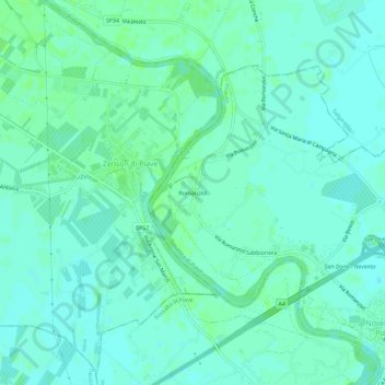 Romanziol topographic map, elevation, terrain