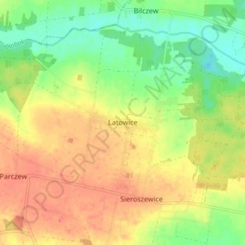 Latowice topographic map, elevation, terrain